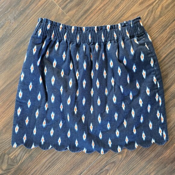 J. CREW 100% Cotton Navy Blue Skirt w/ Diamond Pattern NWOT/SIZE 6 - Picture 6 of 7